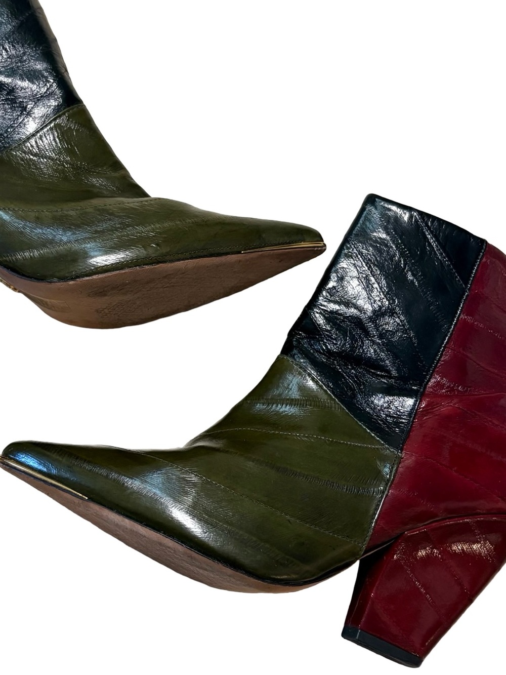 Tory Burch Lila Eel Brazilian Leather Burgundy Black Green Boots